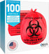 Trashanium Biohazard Waste Bags, 10-Gallon, 100 Count, Red, No Leak Bags, Medical Grade,