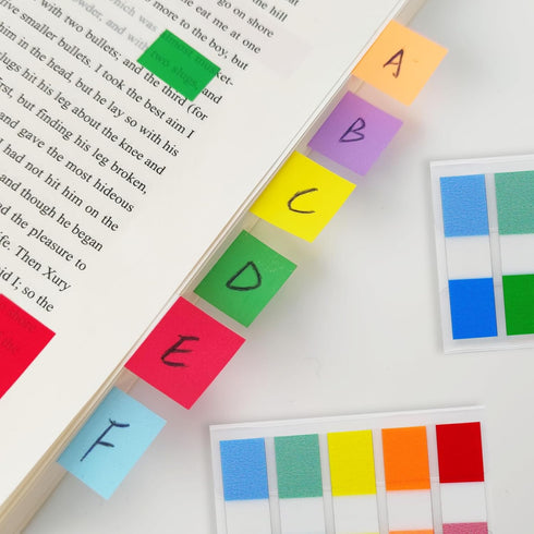 KICNIC Page Markers Sticky Index Tabs, 500 Pcs Fluorescent Pop Up Note Flags, 1.77 X 0.47 Inch Tabs for Notebooks.