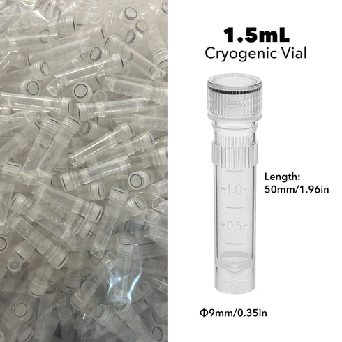 1.5ml Cryo Tubes, 500PCS Cryogenic Vial, Self-Standing Plastic Tubes with Screw Caps for Long Term Freezing
