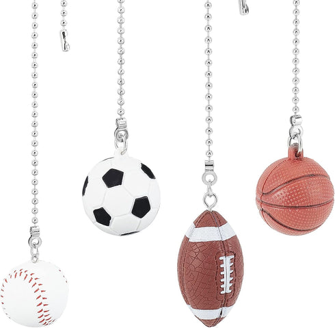 BENECREAT 4 Pack Sports Ceiling Fan Pull Chain 14inch Basketball Soccer Baseball