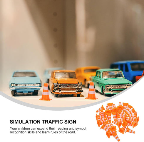 Set 30 Kisangel Mini Traffic Cones and Road Signs for Kids Pcs Educational Traffic Barricade Toys Interactive