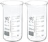 PATIKIL 250ml Tall Form Glass Beaker, 2 Pack 3.3 Borosilicate Glass Graduated Measuring Cups with Spout for Kitchen
