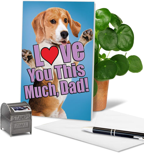 The Best Card Company Fathers Day Card for Dad, Loving Notecard, Dog Love You This Much