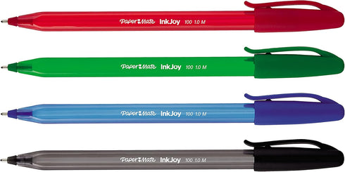 Paper Mate InkJoy 100ST Ballpoint Pens, Medium Point (1.0mm), Classic Colours, 4 Count