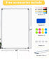 Double-Sided Magnetic Whiteboard, 24" x 18" Dry Erase Board with Aluminum Frame for Wall, Hanging