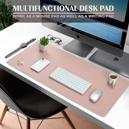 K KNODEL Pink Small Desk Mat, Office Desk Pad, 23.6"x13.8", Computer Mat, Desk Protector, Writing Pad