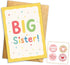 8x5.3 Inch Big Sister Greeting Card, Cute Rainbow Lettering with Stars & Hearts, New Big Sister Congratulations Card