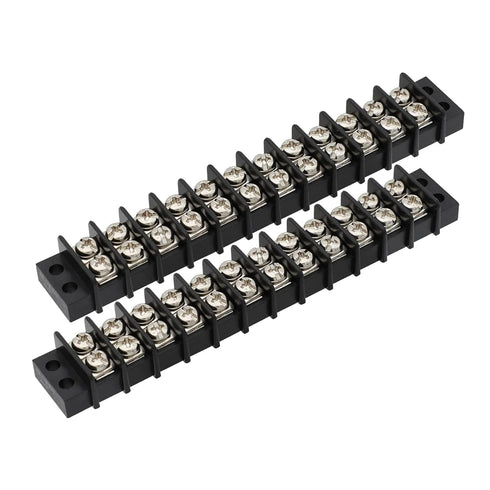 MGI SpeedWare 12 Circuit Double Screw Terminal Junction Block - 300V/20A, Row Barrier Strip (2-Pack)
