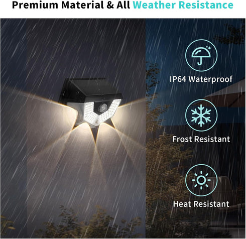 2-in-1 IP64 Upgraded Solar Outdoor Lights with Motion Sensor, Solar Wall Light & Security Lighting, PIR Motion