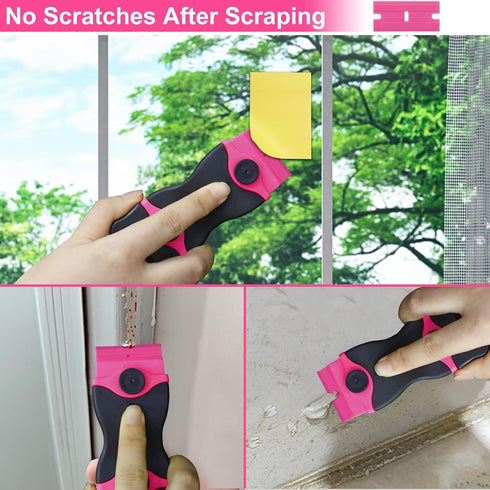 THINKWORK Razor Blade Scraper - Pink Gift for Women, 2-in-1 Tool Set with 20Pcs Razor Blades