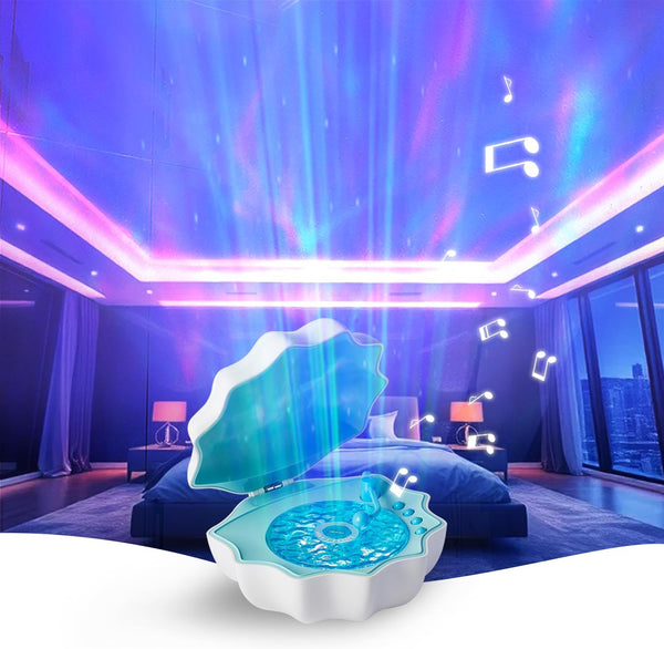 PILIPALASTAR Northern Lights Projector, Night Light Projector for Bedroom Built-in Bluetooth Speaker, White