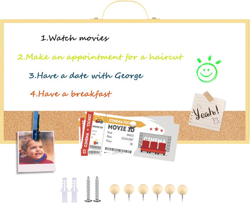 Magnetic Dry Erase White Board and Cork Board, Mini Aluminum Frame Whiteboard with Holder for Home Office Wall Decor