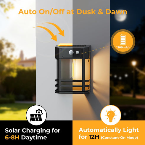 Outdoor,3 IP65 1200mAh btfarm Solar Wall Lights Modes Motion Sensor Lights Dusk to Dawn, Waterproof Porch Light Solar