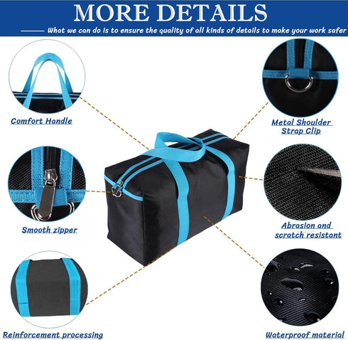 Wide Mouth Tool Bag, Heavy Duty Tote Bag for Men, High Capacity Organizer for Electricians Mechanics Carpenters (12