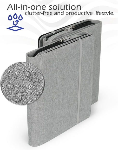 Folio Cover Compatible with Rocketbook Spiral Notebook, Large Capacity Removable Zipper Storage Pouch, Gray, Letter Size