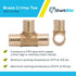 SharkBite 1-1/4 Inch Crimp Tee, Brass Plumbing Fitting, PEX Pipe, PE-RT, UC0835