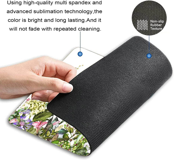 Border with Herbs and Wild Flowers Mouse Pad, Non-Slip Rubber Base for Computers, 9.5"x7.9"x0.12" Inch