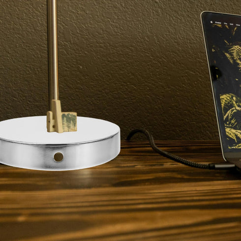 Table Lamp Base Round Metal Stand with Wire Pass-Through Flat Bottom DIY Lamp Base for Stable Bedroom and Living Room