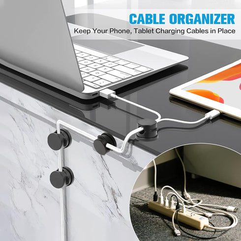 Keuaaao 6PC 360 Cord Organizer Holder, Rotatable Spring Cable Clips, Strong Adhesive Cable Management Desk Accessories