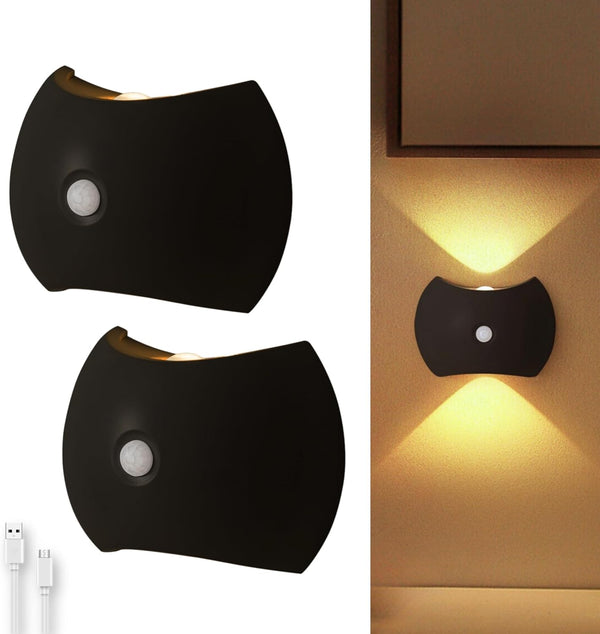 Nooksy Battery Operated Wall Sconces Set of Two, Rechargeable Wireless LED Wall Lights