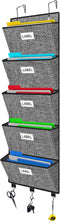 homyfort Over the Door File Organizer, Hanging Wall File Folders with 5 Large Pockets for Papers, Charts, Mails, Office