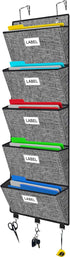 homyfort Over the Door File Organizer, Hanging Wall File Folders with 5 Large Pockets for Papers, Charts, Mails, Office