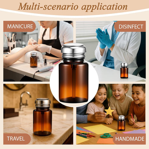 4 4oz Teenyyou Pcs Amber Glass Dispensing Bottles for Nail Polish Remover Amber Glass Distribution Bottles