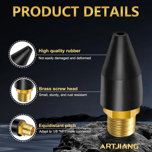 8PCS Black Rubber Air Tool Nozzle Tips for Air Blow Guns, Parts for Air Tool Accessories