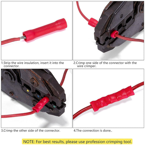 Ginsco 250Pcs Insulated Wire Connectors Assorted Crimp Terminal Kit - Quick Disconnect Ring Spade Butt Splices