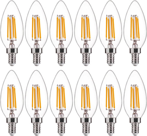 FLSNT 60W Equivalent LED Candelabra Bulbs, Dimmable LED Chandelier Bulbs, E12 Base,