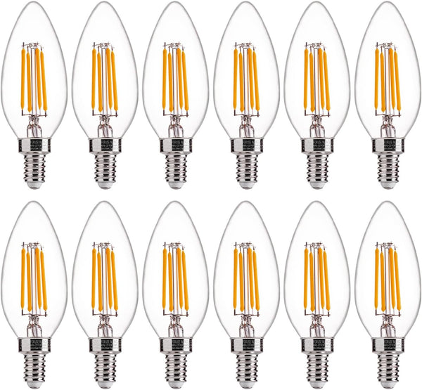 FLSNT 60W Equivalent LED Candelabra Bulbs, Dimmable LED Chandelier Bulbs, E12 Base,