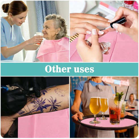 75pcs MAQIHAN Dental Bibs Disposable - Pink Disposable Dentist Bibs for Nail, Tattoo, Lash, Paper Towels, Napkins, Desk