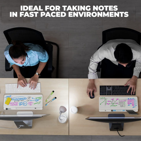 Desktop Whiteboard - Glass Dry Erase Board, 2 Pack, with Phone & Tablet Slot, 4 Markers, 1 Eraser