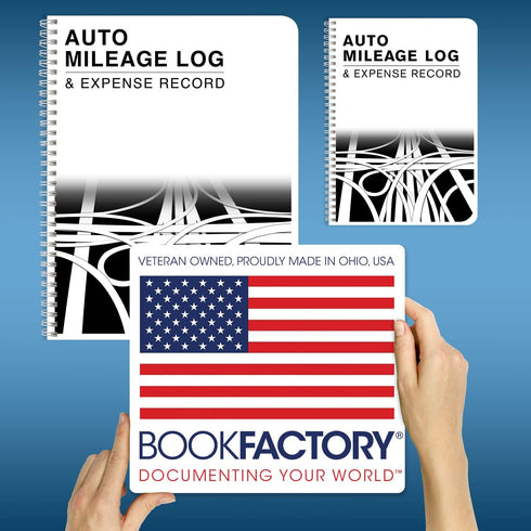 BookFactory Mileage Log Book for Auto Mileage Expense Record, 126 Pages, 5'' X 7'' Wire-O (LOG-126-57CW-A)