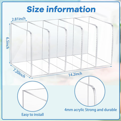 Suzile Clear Acrylic Magazine File Holder, Vertical Desk Organizer Book Rack for Paper Folder Office Accessories