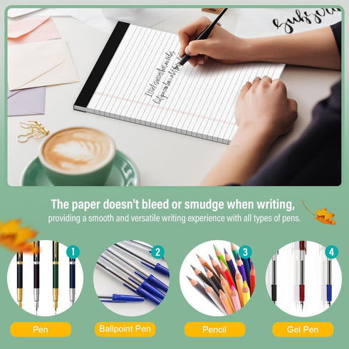 Legal Pads 8.5 x 11 - 2 Pack Writing Pads, Wide Ruled Lined Paper, 30 Sheets Per Legal Pad for School, Office, Home