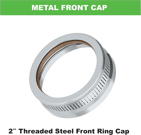 Albion Engineering 421-G01 2" Threaded Steel Front Ring Cap for Plastic Cone Nozzles, Silver
