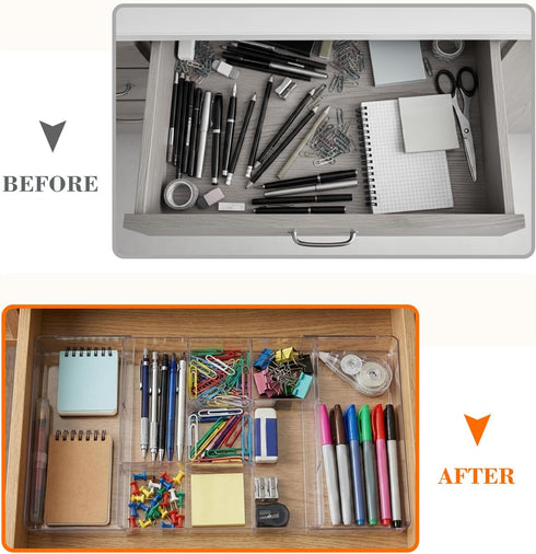Briwooody 2 (Transparent,11 Pcs Large Expandable Acrylic Drawer Organizers, Grid Adjustable Drawer, Dividers Organizer