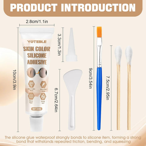 YOTEBLE Seamless, 30ml Silicone Glue, Skin Color High-Flexibility Instant Silicone Adhesive Glue, Waterproof Soft