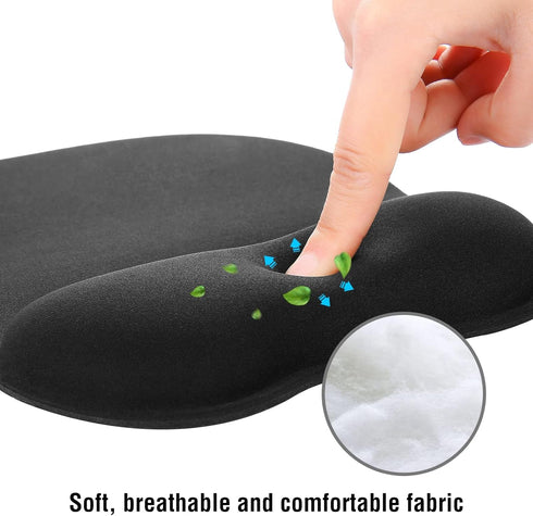 EooCoo Ergonomic Mouse Pad with Wrist Support, Memory Foam Wrist Rest, Non-Slip Base, 9.64 x 8.26 in