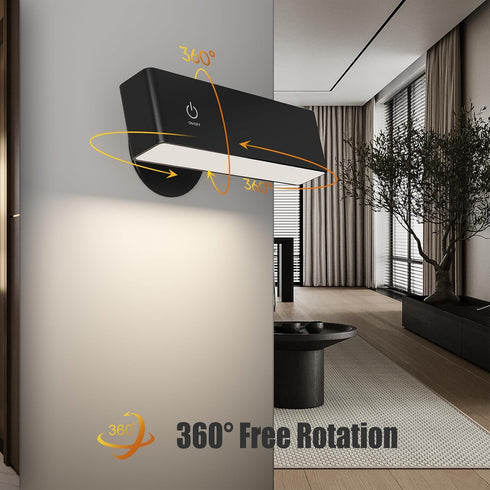 2 Pack, Dimmable, 360 Honalia Adhesive Wall Lights for Bedroom Rechargeable Wall Lights with Magnetic & Rotation