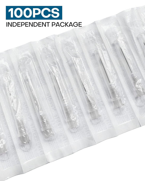 16G 32MM 100 Pack Disposable with Cap for Lab Supplies, Poultry, Pet, and Industrial Dispensing
