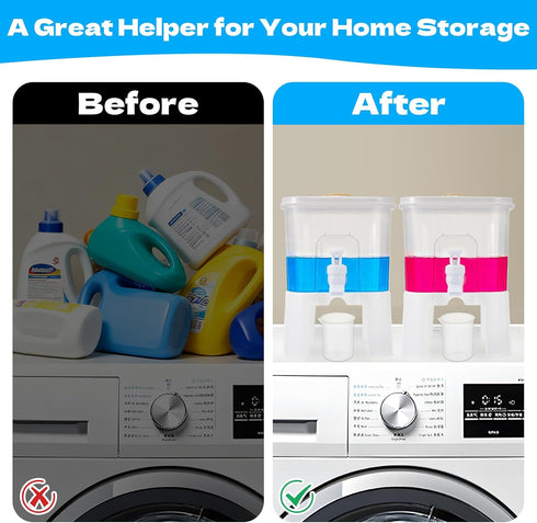 Wenceda 2 1.32 Pcs Laundry Detergent Dispenser, Gallon Liquid Soap Dispenser with Faucet, Fabric Softener Storage
