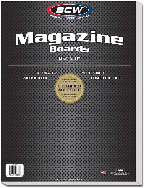 BCW Magazine Bags and Backing Boards Combo - 100 ct | Acid-Free Polypropylene Bags for Current Magazines |