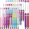 Qilery 30 Pcs Beaded Pens with Stylus Tips, Plastic Beaded DIY Stylus 2-in-1, Black Ink, Office Supplies