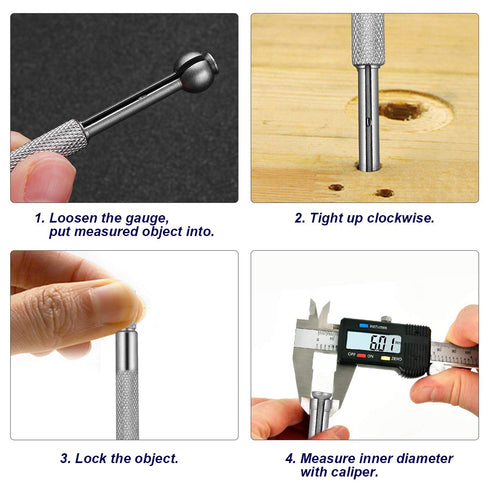 4pcs Small Hole Gauge Set, Telescoping Full Round Spherical Shaped Hardened Bore Gauge