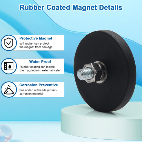 M6 30LBS, 12 Pack M6 M6 Winspeed Rubber Coated Magnet Anti-Scratch Neodymium Magnet Rubber Coated Mounting Magnets Base