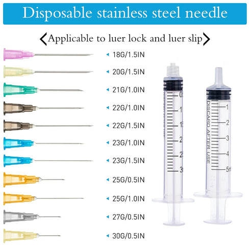 Pack of 100 Laboratory Tools, 23G Luer Lock 1 in