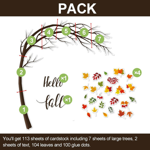Happy Fall Big Tree Bulletin Board Set, Autumn Tree Decoration with Maple Leaves & Pumpkins for Classroom