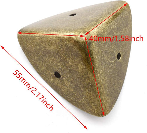 4-Pack 1.58" (40mm) Toolbox SDTC Tech Zinc Alloy Triangle Corner Protectors Metal Decorative Edge Guard Safety Cover